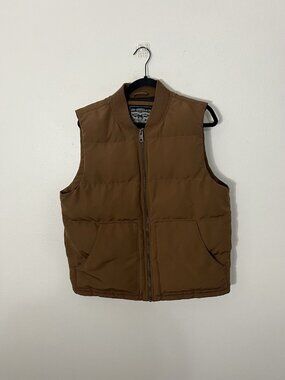 Levi’s Men’s Two Pocket Aviator Puffer Vest Tan Brown Size Large